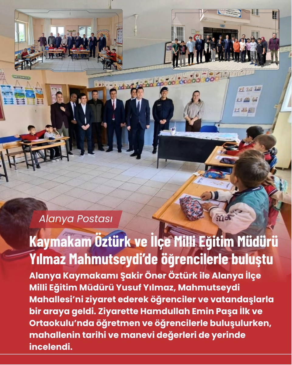 Kaymakam Öztürk ve İlçe Millî Eğitim Müdürü Yılmaz Mahmutseydi’de öğrencilerle buluştu